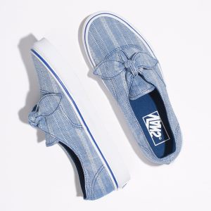 Vans Bayan Spor Ayakkabı Lace Chambray Authentic Knotted Mavi/Beyaz | 51861-289